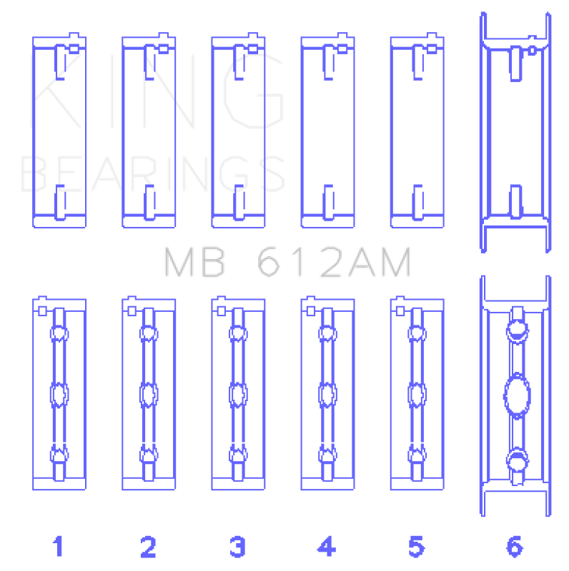 King Engine Bearings MB612AM Volvo 520/B5252 Main Bearing Set - Size STD