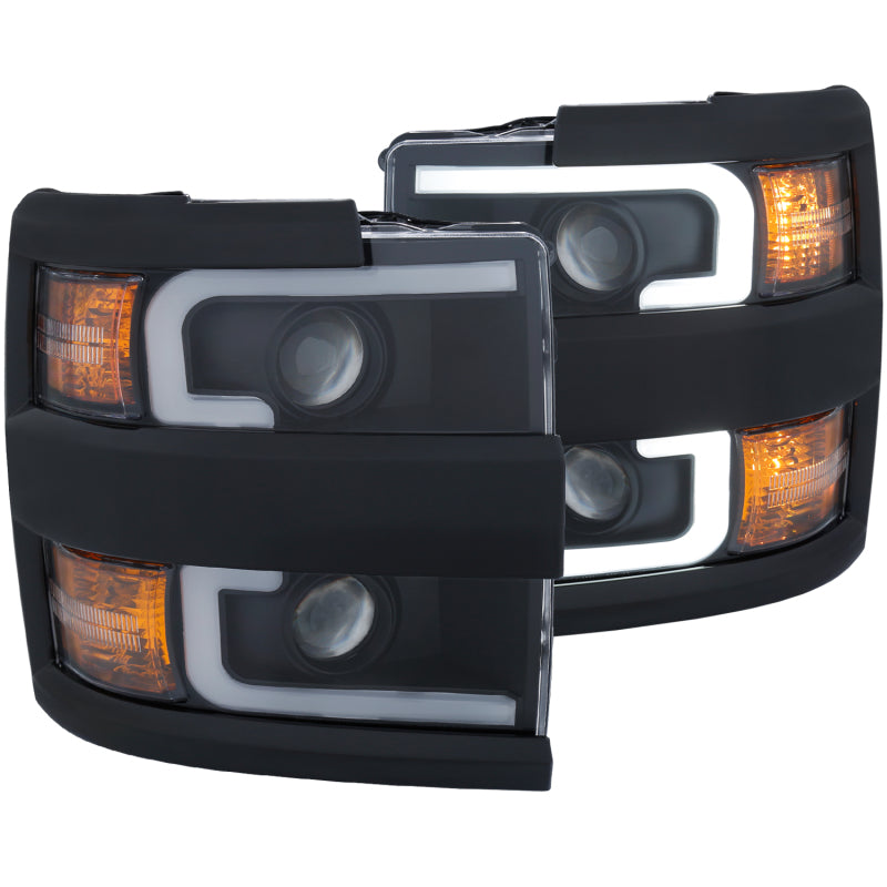 ANZO 111364 Projector Headlights 15-17 Chevrolet Silverado 2500HD / 3500HD Black w/ Black Rim