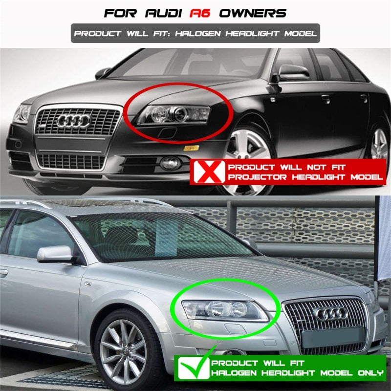 SPYDER 5029416 Spyder Audi A6 05-07 Projector Headlights Halogen Model Only - DRL Black PRO-YD-ADA605-DRL-BK