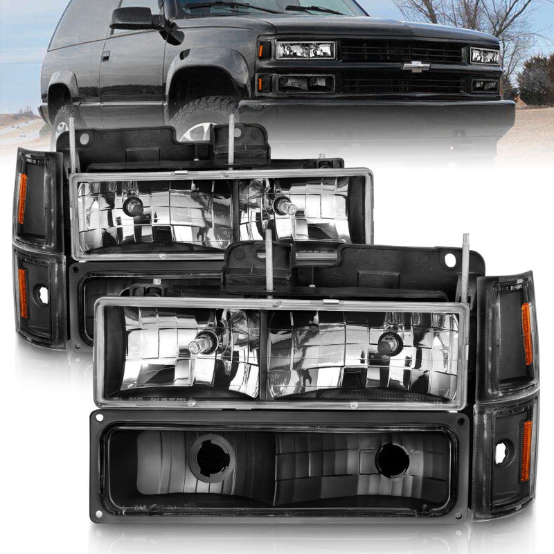 ANZO 111505 88-98 Chevrolet C1500 Crystal Headlights Black