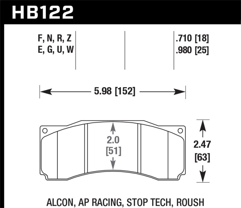Hawk Performance HB122Z.710 Hawk StopTech ST-60 Caliper Performance Ceramic Street Brake Pads