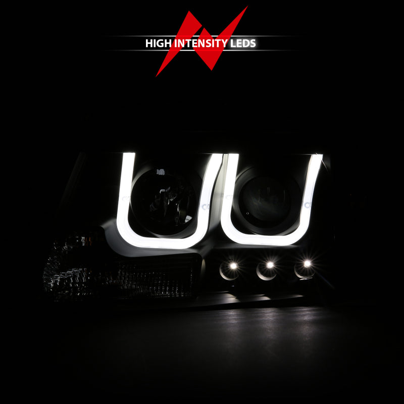 ANZO 111288 2004-2008 Ford F-150 Projector Headlights w/ U-Bar Black