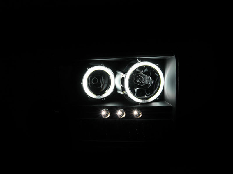 ANZO 111117 2005-2007 Ford Excursion Projector Headlights w/ Halo Black w/ LED Strip (CCFL) 1pc