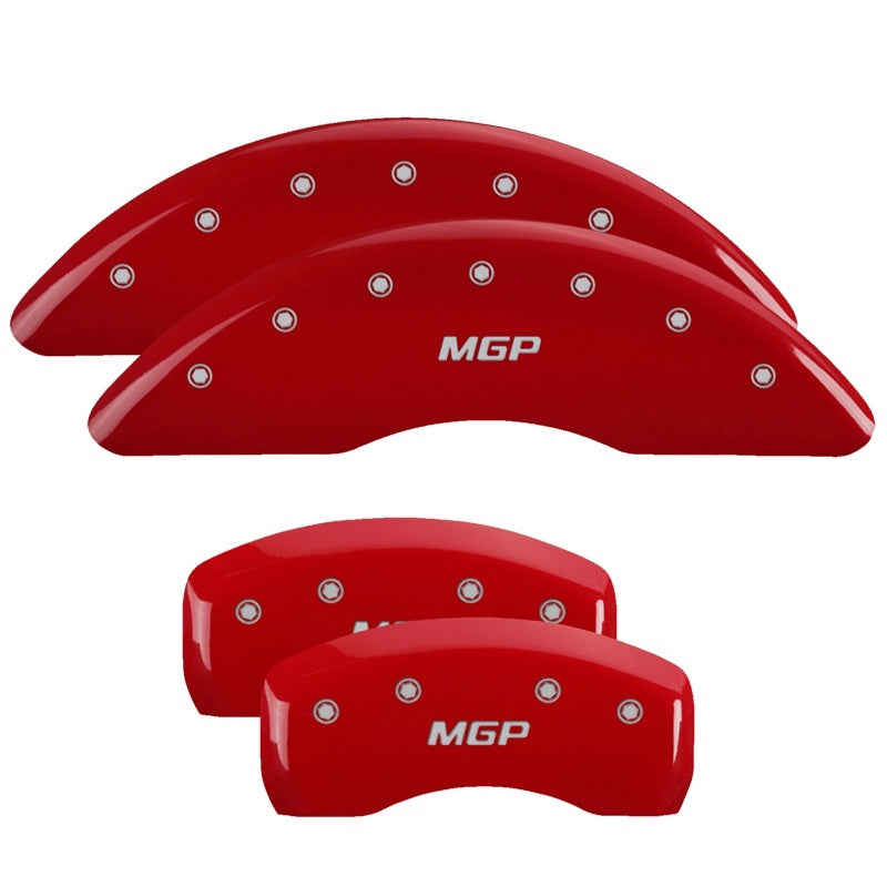 MGP 16230SMGPRD 4 Caliper Covers Engraved Front & Rear Red finish silver ch