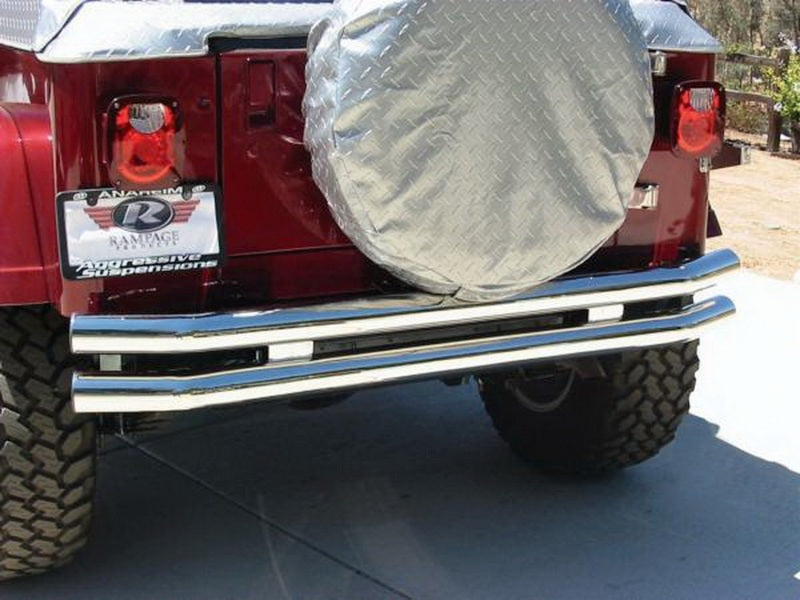 Rampage 8448 1976-1983 Jeep CJ5 Double Tube Rear Bumper w/Hitch Receiver - Stainless