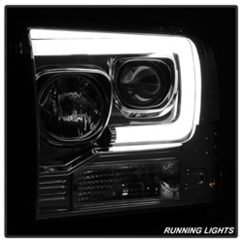 SPYDER 5084682 Spyder 05-07 Ford F250/350/450 SD Ver 2 Proj Headlights - Light Bar DRL - Black PRO-YD-FS05V2-LB-C