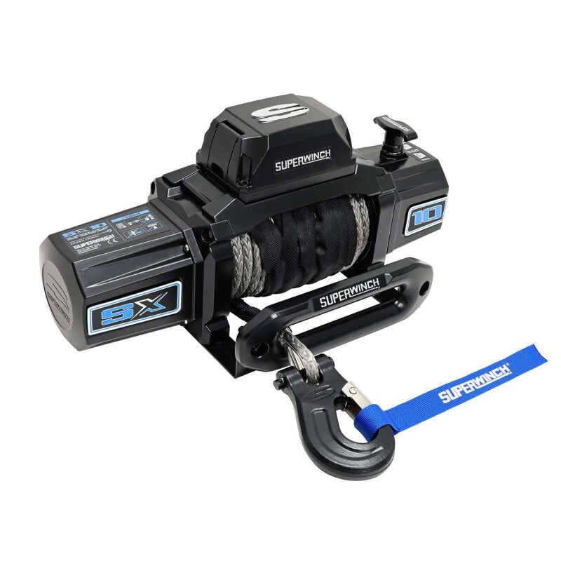 Superwinch 1710204 10000 LBS 12V DC 3/8in x 80ft Synthetic Rope SX10SR Winch - Semi Gloss Black