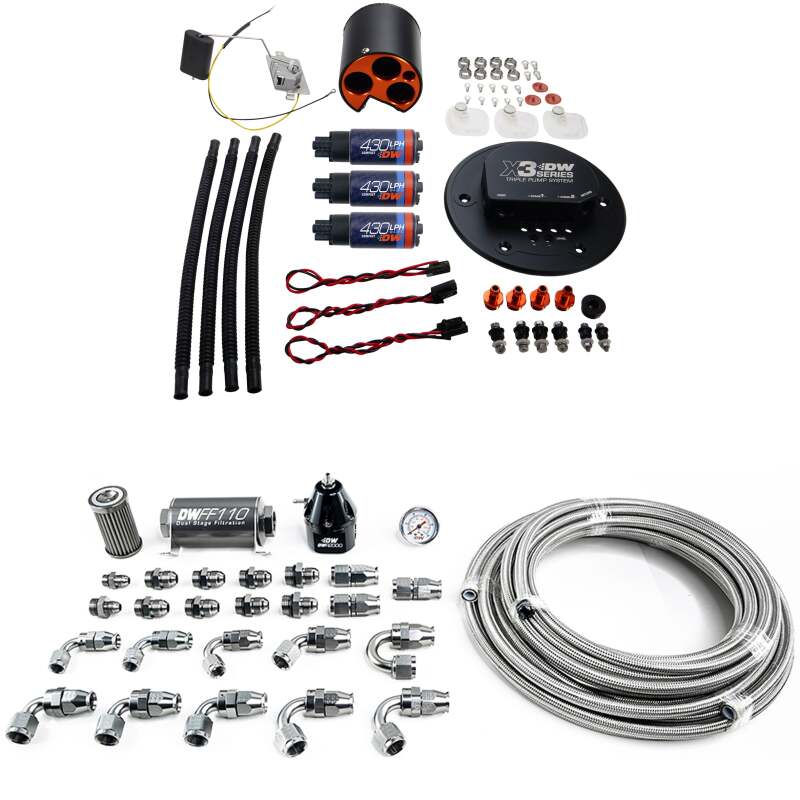DeatschWerks 9-437-604-7034 98-04 Ford Mustang X3 Module with DW430C Pump and Plumbing Kit