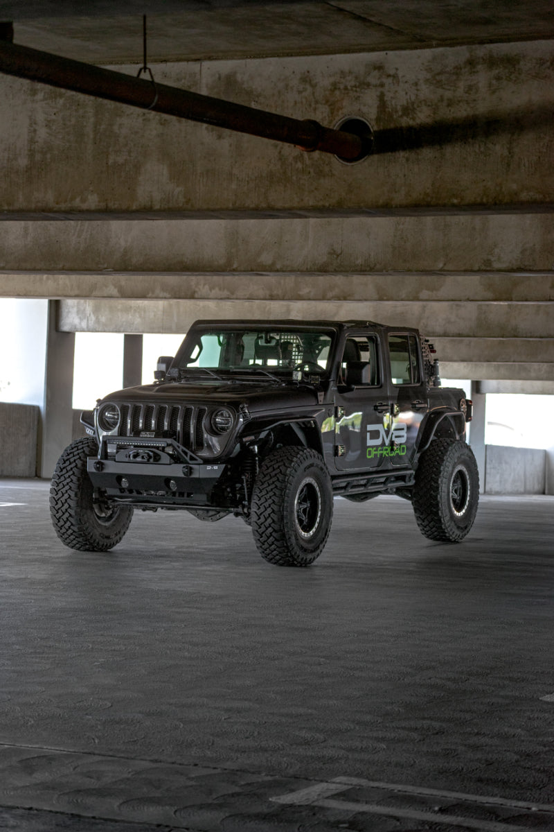 DV8 Offroad FBJL-06 07-23 Jeep Wrangler/Gladiator JT/JK/JL FS-25 Stubby Front Bumper w/Plated Bull Bar