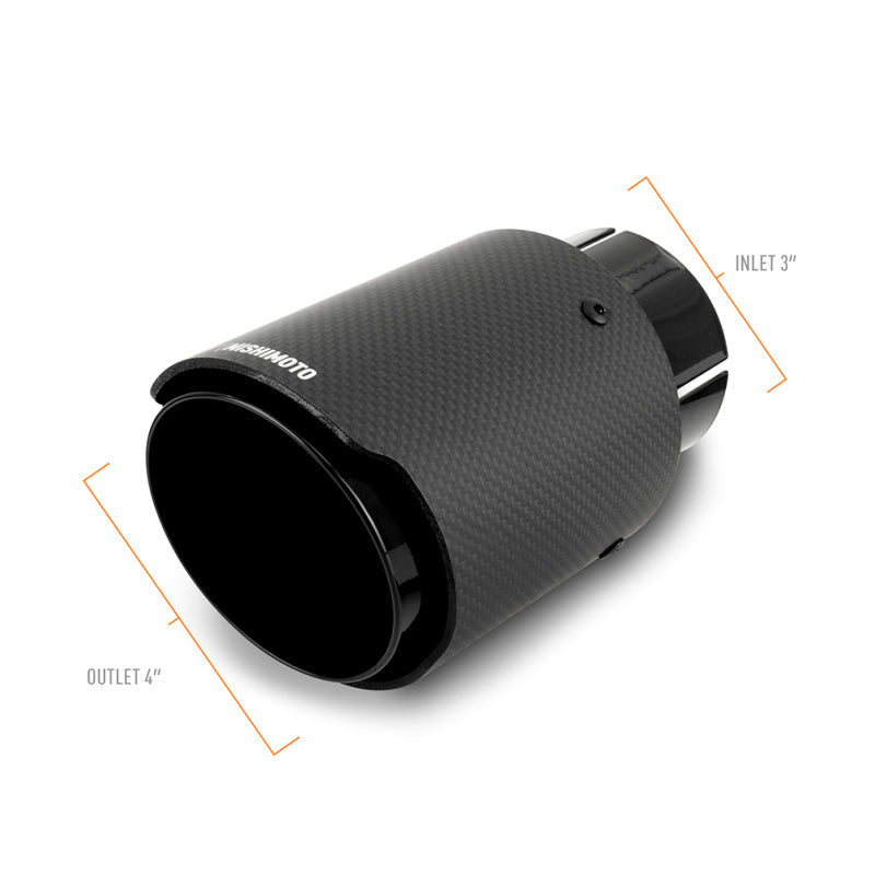 Mishimoto MMEXH-TIP-CF3BK Carbon Fiber Muffler Tip 3in Inlet 4in Outlet Black