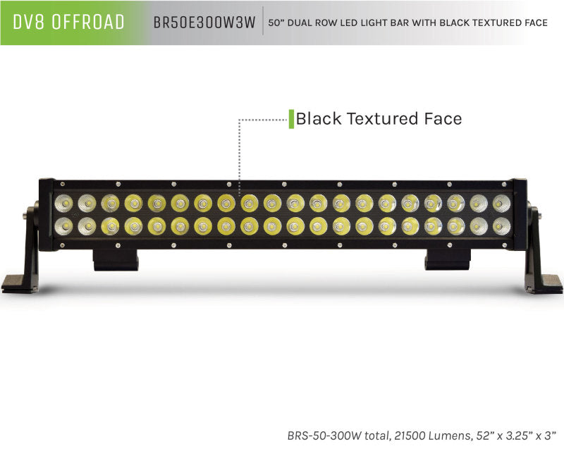 DV8 Offroad BR50E300W3W BRS Pro Series 50in Light Bar 300W Flood/Spot 3W LED - Black
