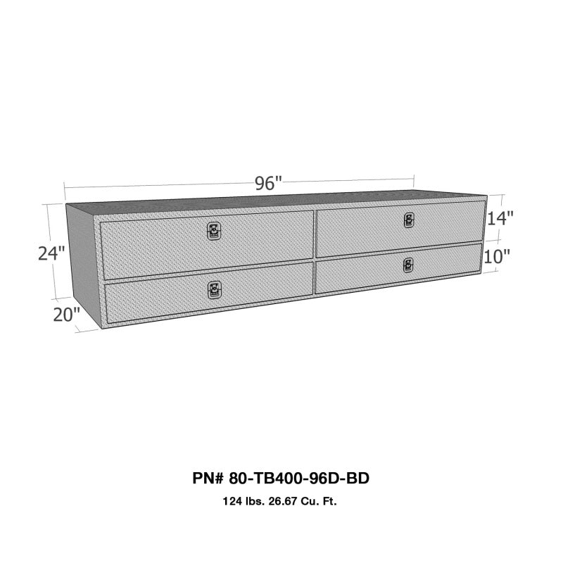 Westin 80-TB400-96D-BD /Brute High Cap 96in Stake Bed Contractor TopSider w/ Bottom Drawers - Aluminum
