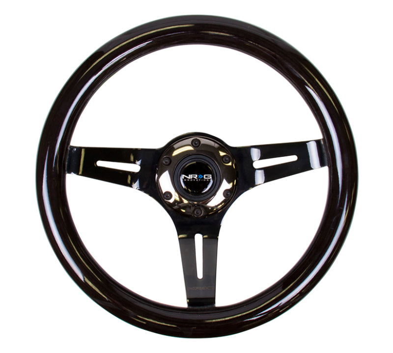 NRG ST-310BK-BK Classic Wood Grain Steering Wheel (310mm) Black w/Black Chrome 3-Spoke Center