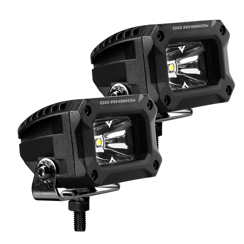 Go Rhino 751003023SBS Xplor Bright Series Rectangle LED Spot Light Kit (Surface/Thread Stud Mnt) 3x2 - Blk (Pair)