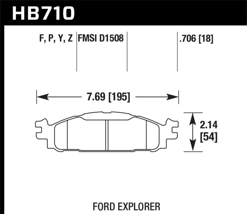 Hawk Performance HB710F.706 Hawk 11-13 Ford Explorer/12-13 Taurus SHO / 12-13 Lincoln MKS/MKT HPS Front Street Brake Pads