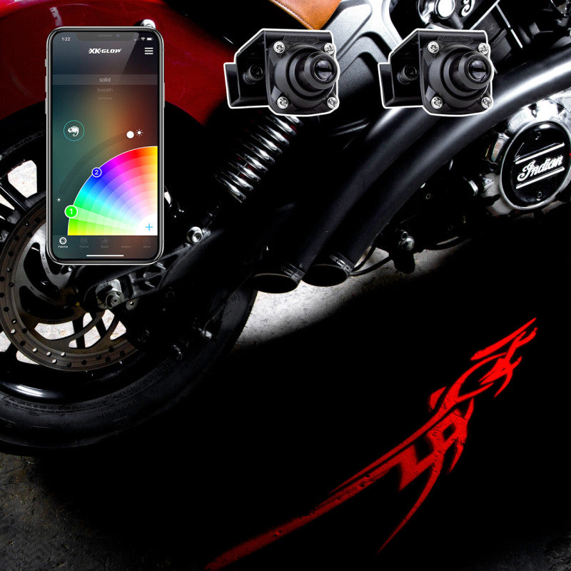 XKGLOW XK-CFX-STA-TATOO XK Glow Curb FX Bluetooth XKchrome App Waterproof LED Projector Welcome Light Tatoo Style 2pc
