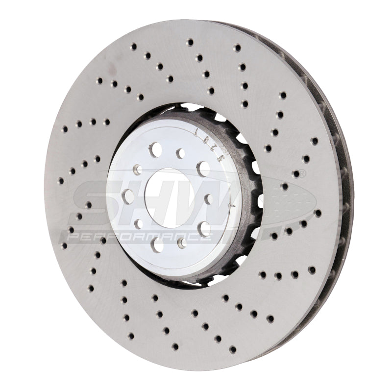 SHW Performance BFR42502 SHW 18-21 BMW M5 4.4L Right Front Cross-Drilled Lightweight Brake Rotor (34117991102)