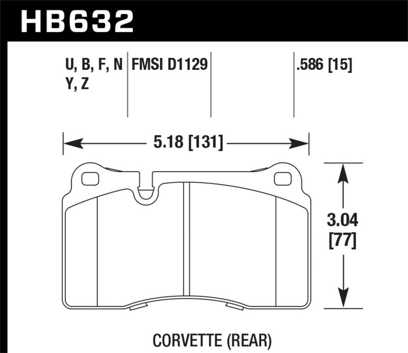 Hawk Performance HB632N.586 Hawk 06-10 VW Touareg Front / 09-11 Corvette Z06/ZR-1 (w/Carbon Ceramic Brake Package and Iron rotor