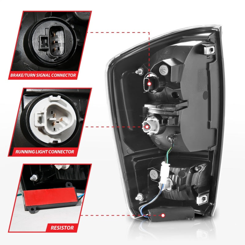 ANZO 311401 16-21 Toyota Tacoma LED Tail Lights - w/ Light Bar Sequential Black Housing & Smoke Lens