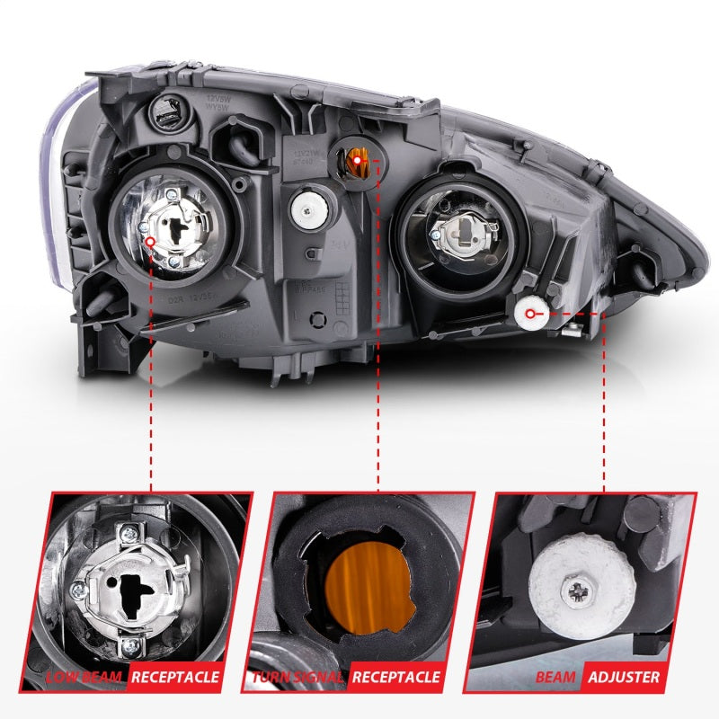 ANZO 121209 2002-2004 Acura Rsx Crystal Headlights Black