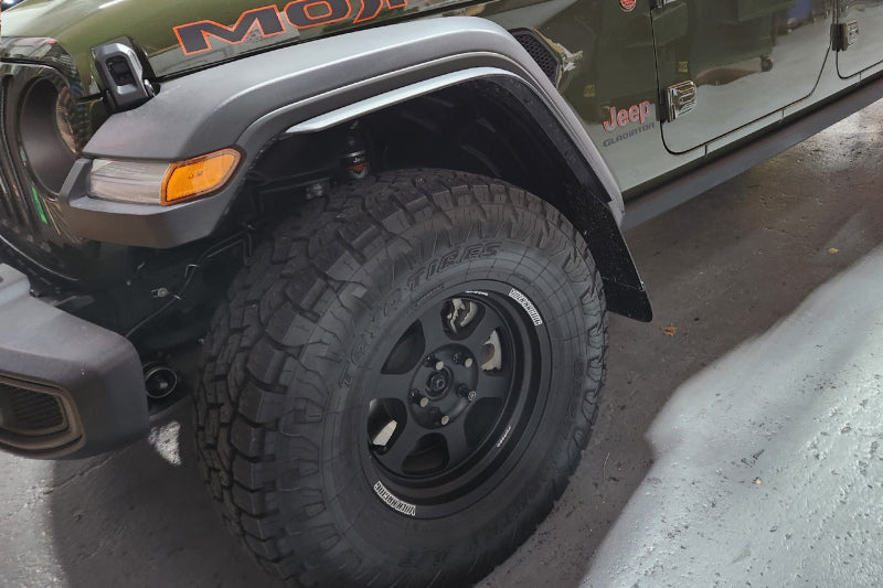 Rally Armor MF104-BLK-MBK 19-24 Jeep JT Gladiator (Mojave/Rubicon) Black Mud Flap w/Metallic Black Logo