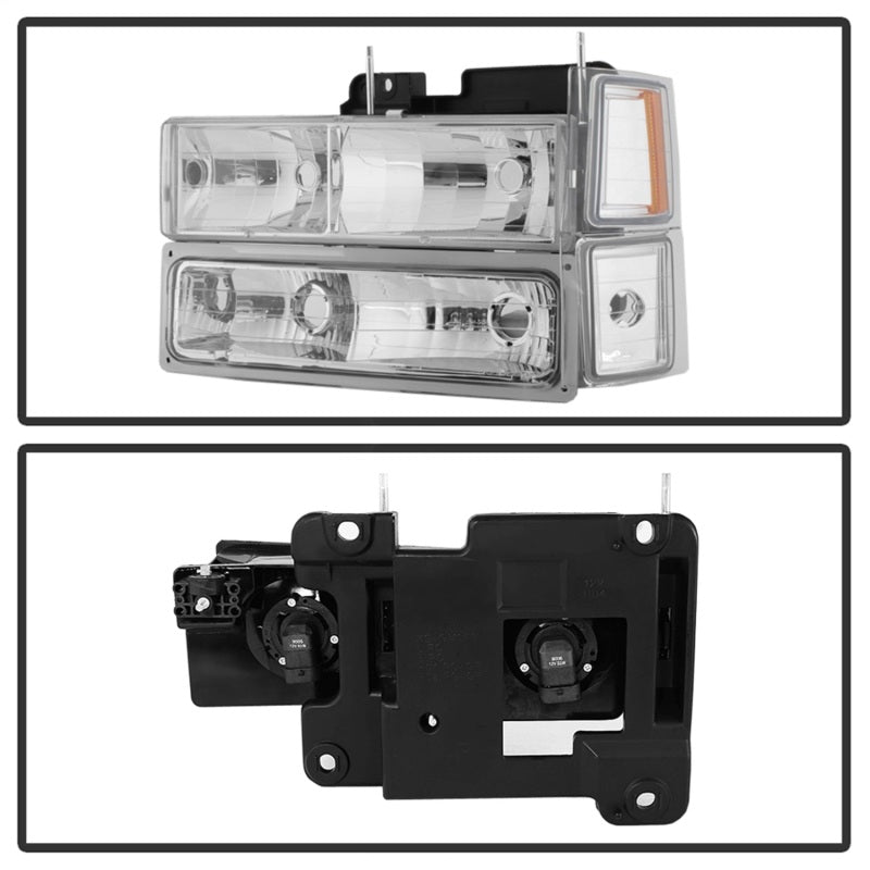 SPYDER 5069535 Xtune Chevy Suburban 94-98 Headlights w/ Corner & Parking Lights 8pcs Chrome HD-JH-CCK88-AM-C-SET