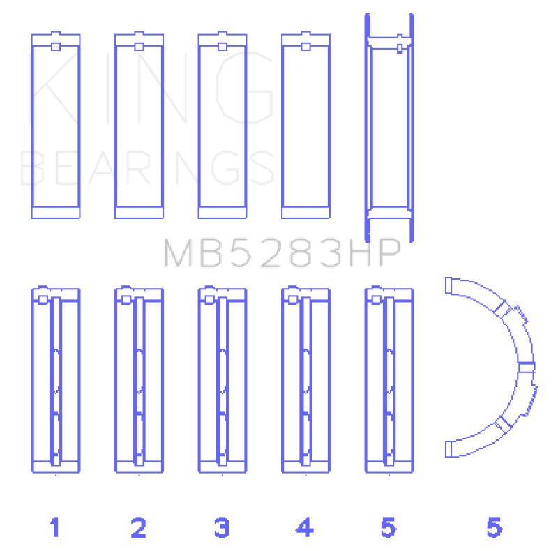 King Engine Bearings MB5283HP Performance Main Bearing Set - Size STD