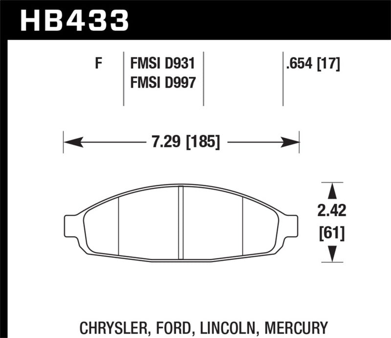Hawk Performance HB433F.654 Hawk HPS Street Brake Pads