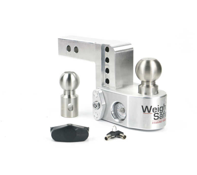 Weigh Safe WS4-2 4in Drop Hitch w/Built-In Scale & 2in Shank (10K/12.5K GTWR) - Aluminum