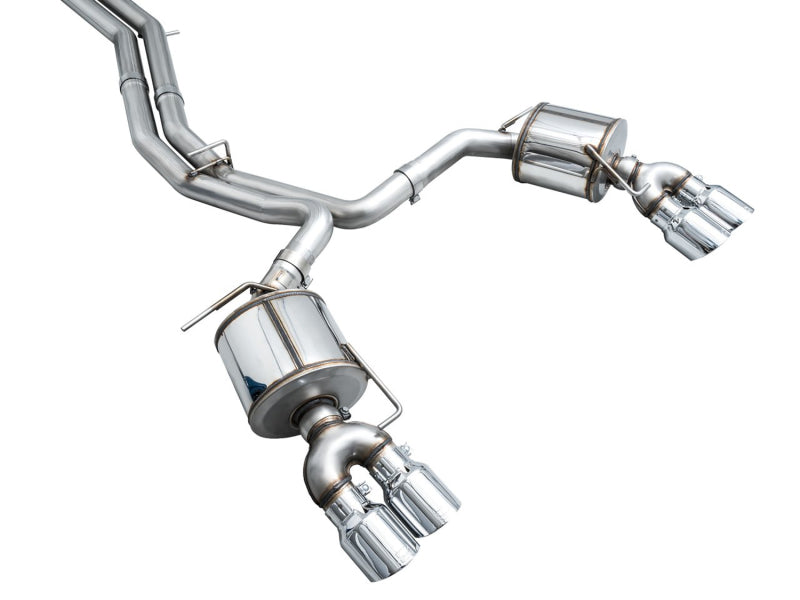 AWE Tuning 3015-42103 19-23 Audi C8 S6/S7 2.9T V6 AWD Touring Edition Exhaust - Chrome Silver Tips