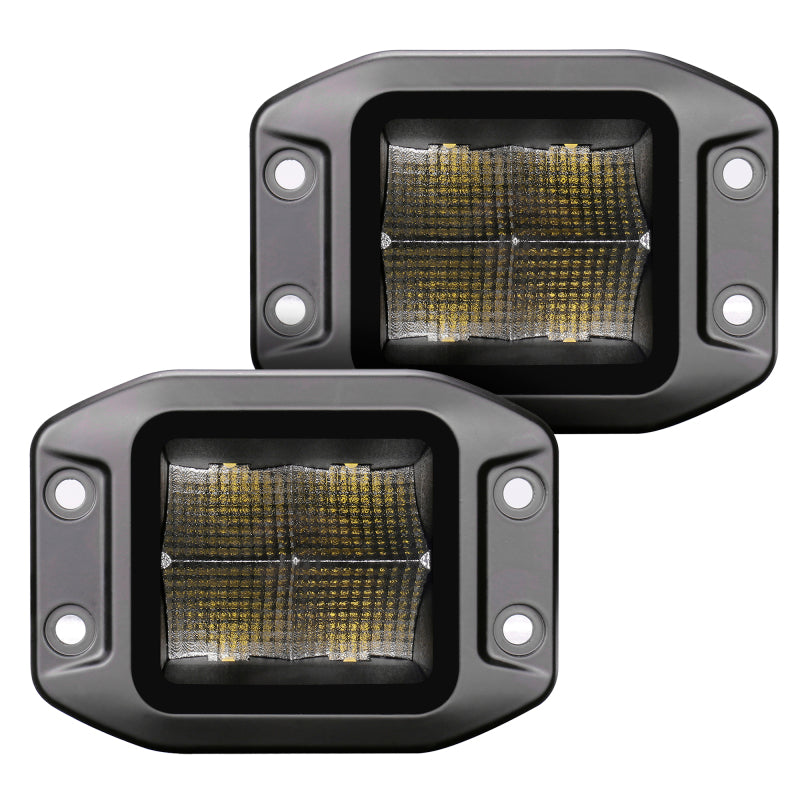 Go Rhino 750400321FCF Xplor Blackout Series Cube LED Flood Light Kit (Flush Mount) 3x3 - Blk (Pair)