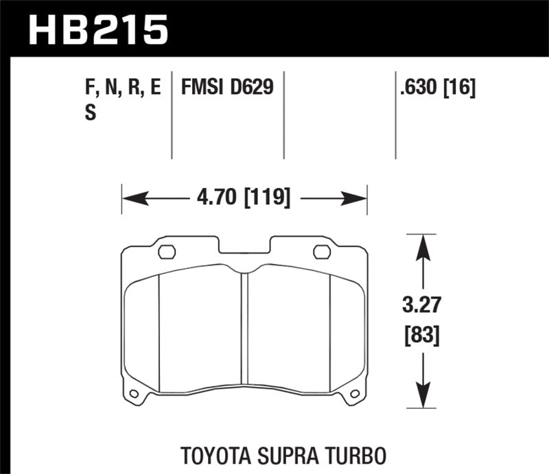 Hawk Performance HB215N.630 Hawk 93-98 Toyota Supra TT HP+ Street Front Brake Pads