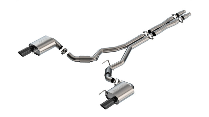 Borla 140960BC 2024 Ford Mustang GT 5.0L V8 w/o Active Exhaust S-Type Cat-Back Exhaust System - Black Chrome