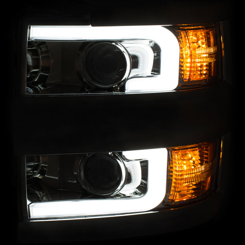 ANZO 111366 Projector Headlights 15-17 Chevrolet Silverado 2500HD / 3500HD Chrome w/ Chrome Rim