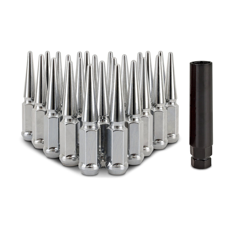 Mishimoto MMLG-SP1415-24CH Steel Spiked Lug Nuts M14 x 1.5 24pc Set Chrome
