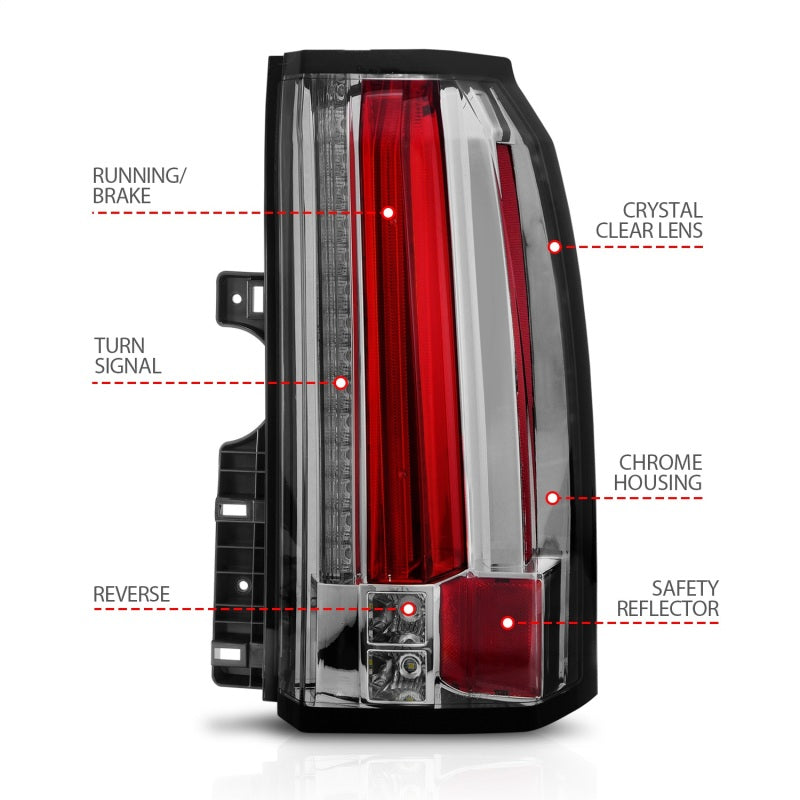 ANZO 311277 2015-2017 GMC Yukon/Yukon XL LED Taillights Chrome