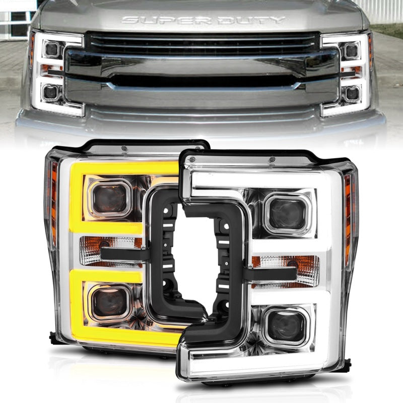 ANZO 111389 LED Headlights 17-18 Ford F-250 Super Duty Plank-Style L.E.D. Headlight Chrome (Pair)