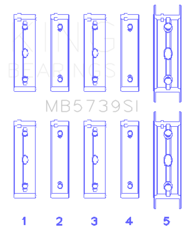 King Engine Bearings MB5739SI Subaru EJ20/EJ22/EJ25 Bi-Metal Silicon Aluminum Main Bearing Set - Size +.002mm