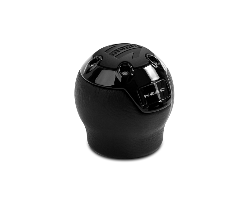 MOMO NERBK1-R Momo Nero Shift Knob - Black Leather, Black Chrome Insert, with Reverse Lockout