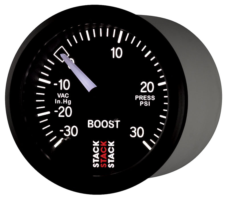 AutoMeter ST3112 Autometer 52mm Stack Instruments -30INHG to +30PSI Mechanical Boost Gauge - Black
