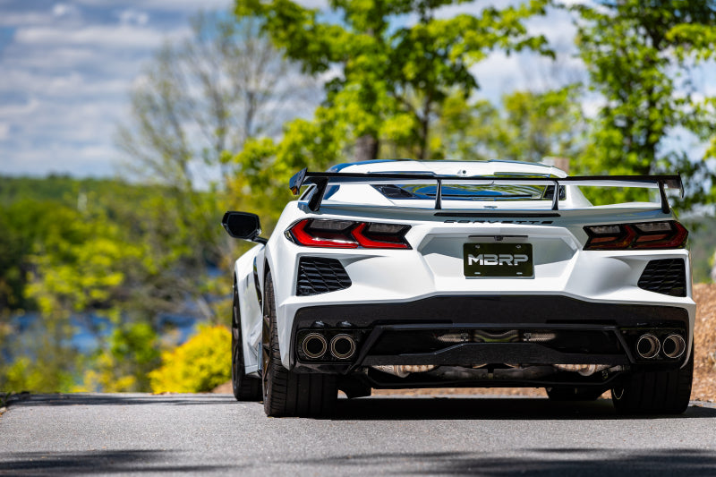 MBRP S70413CF 20-24 Chevrolet Corvette C8 3in Active Cat Back Quad Split Rear Exit Exhaust w/ AFM Sims