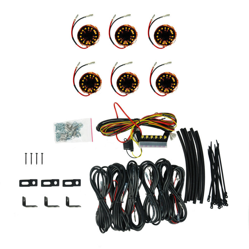 KC HiLiTES 91041 Cyclone V2 LED - Rock Light - 6-Light System - Amber - 5W Flood Beam