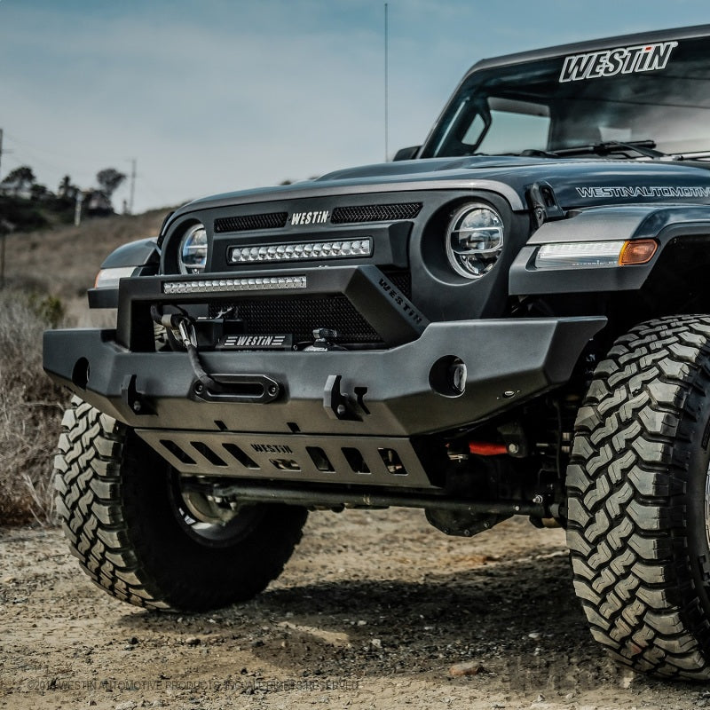 Westin 59-80125 18-20 Jeep Wrangler WJ2 Full Width Front Bumper w/LED Light Bar Mount Textured Black