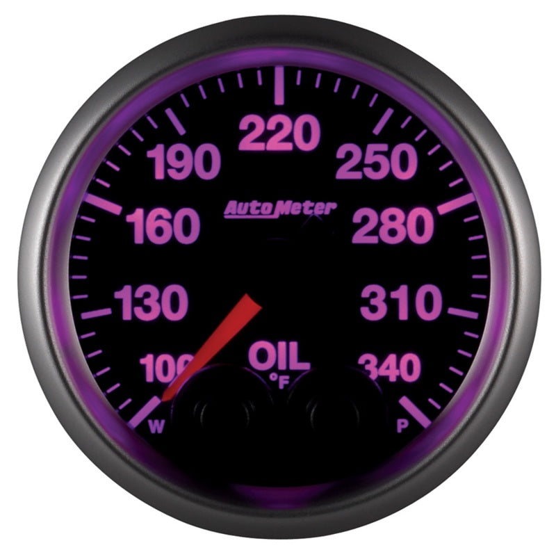AutoMeter 5640 Autometer Elite 52mm 100-340 Deg F Oil Temp Peak & Warn w/ Electronic Control Gauge
