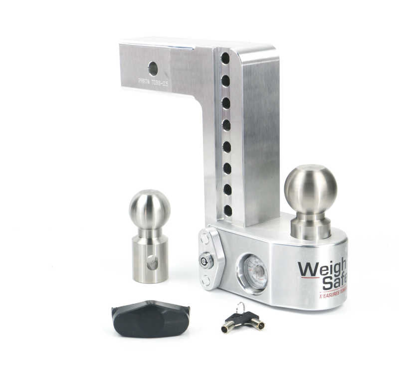 Weigh Safe WS8-2.5 8in Drop Hitch w/Built-in Scale & 2.5in Shank (10K/18.5K GTWR) - Aluminum
