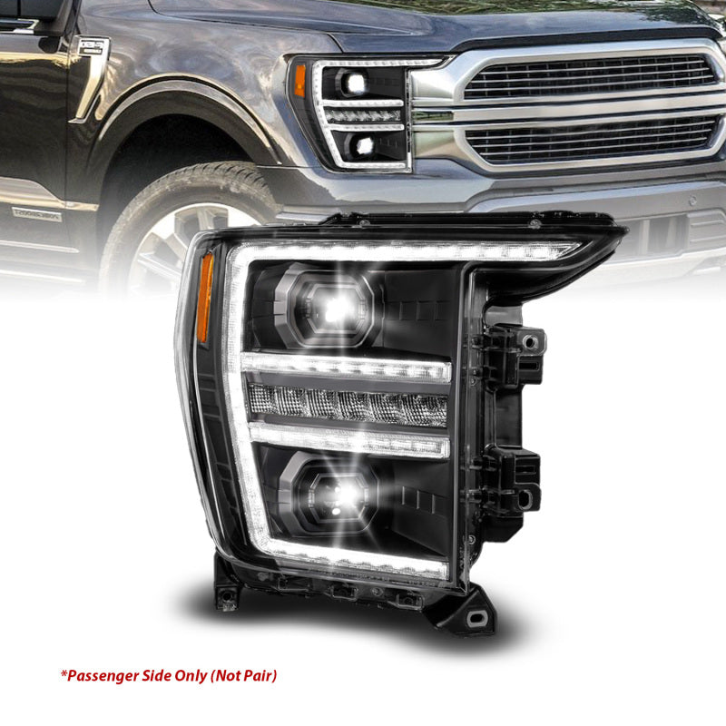 ANZO 111594-R 21-23 Ford F150 LED Projector Headlight w/Switchback+Sequential - Black (Passenger Side Only)