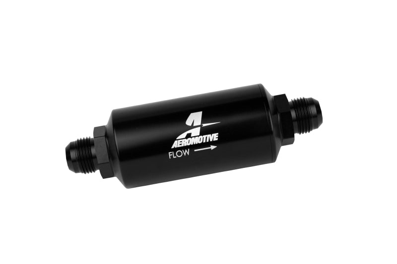 Aeromotive 12385 In-Line Filter - AN -10 size Male - 10 Micron Microglass Element - Bright-Dip Black