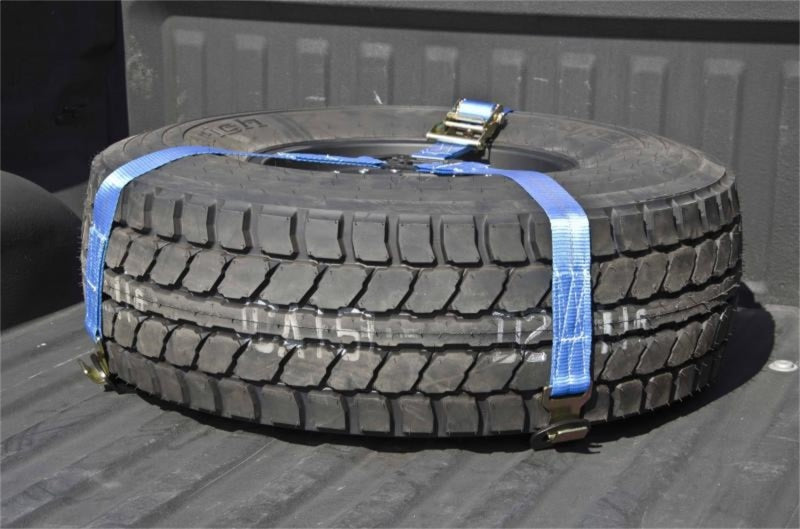 N-Fab BM1TSBL Bed Mounted Rapid Tire Strap Universal - Gloss Black - Blue Strap