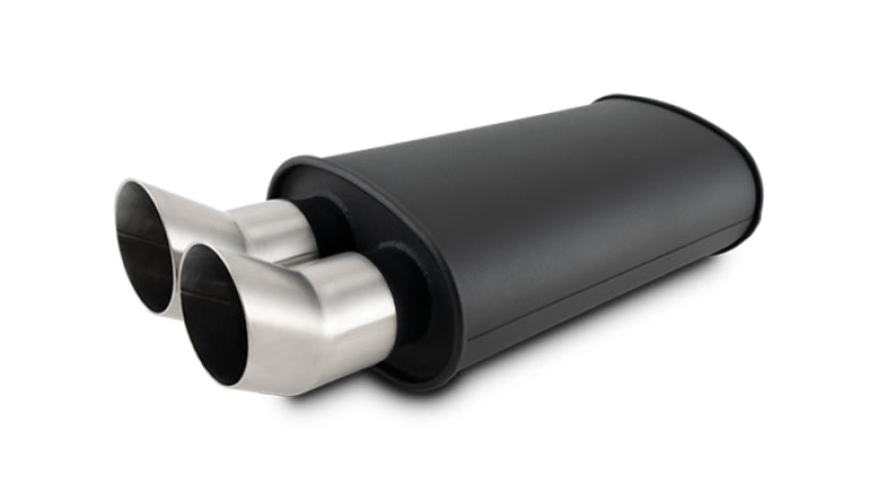 Vibrant 12331 Flat Blk Muffler 9x5x15in Body 3in Inlet ID 3in Tip OD w/Dual DTM Cut Tips