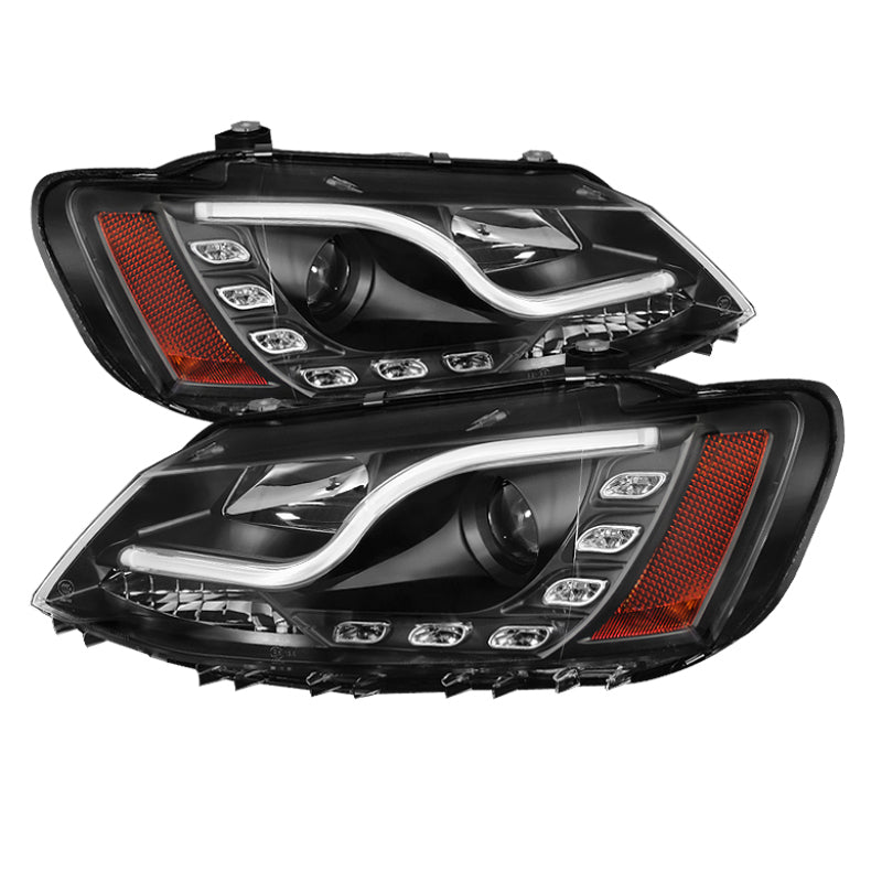 SPYDER 5073648 Spyder Volkswagen Jetta 11-14 Projector Headlights Halogen Light Tube DRL Blk PRO-YD-VJ11-LTDRL-BK